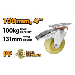 KOTAČ ZA KOLICA OKRETNI SA KOČNICOM 100 MM - MAX. 100 KG