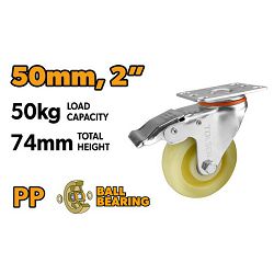 KOTAČ ZA KOLICA OKRETNI SA KOČNICOM 50 MM - MAX. 50 KG