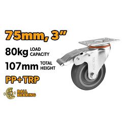KOTAČ ZA KOLICA OKRETNI SA KOČNICOM 75 MM - MAX. 100 KG