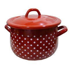 LONAC TRBUŠASTI S POKLOPCEM 20 CM, 4 L TOČKICA CRVENA