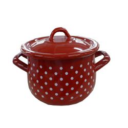 LONAC TRBUŠASTI S POKLOPCEM 22 CM 5 L TOČKICA CRVENA