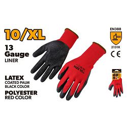 RUKAVICE RADNE LATEKS OBLOŽENE CRVENE 10 (XL)