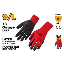 RUKAVICE RADNE LATEKS OBLOŽENE CRVENE 9 (L)