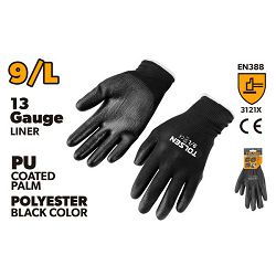 RUKAVICE RADNE (PU PREMAZANE CRNE) 9 (L)