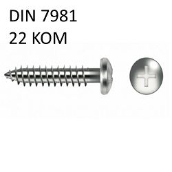 VIJAK LIM 2.9X19 A 22KOM DIN 7981